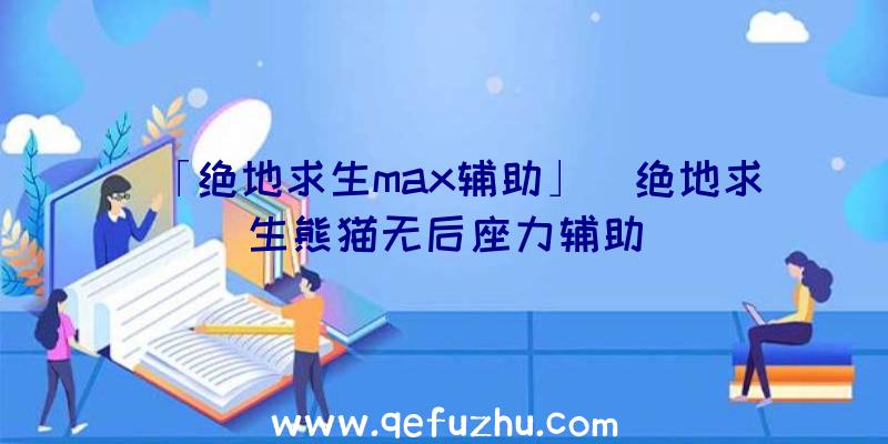 「绝地求生max辅助」|绝地求生熊猫无后座力辅助